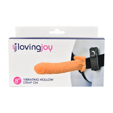 8 Inch Vibrating Hollow Strap On Vanilla